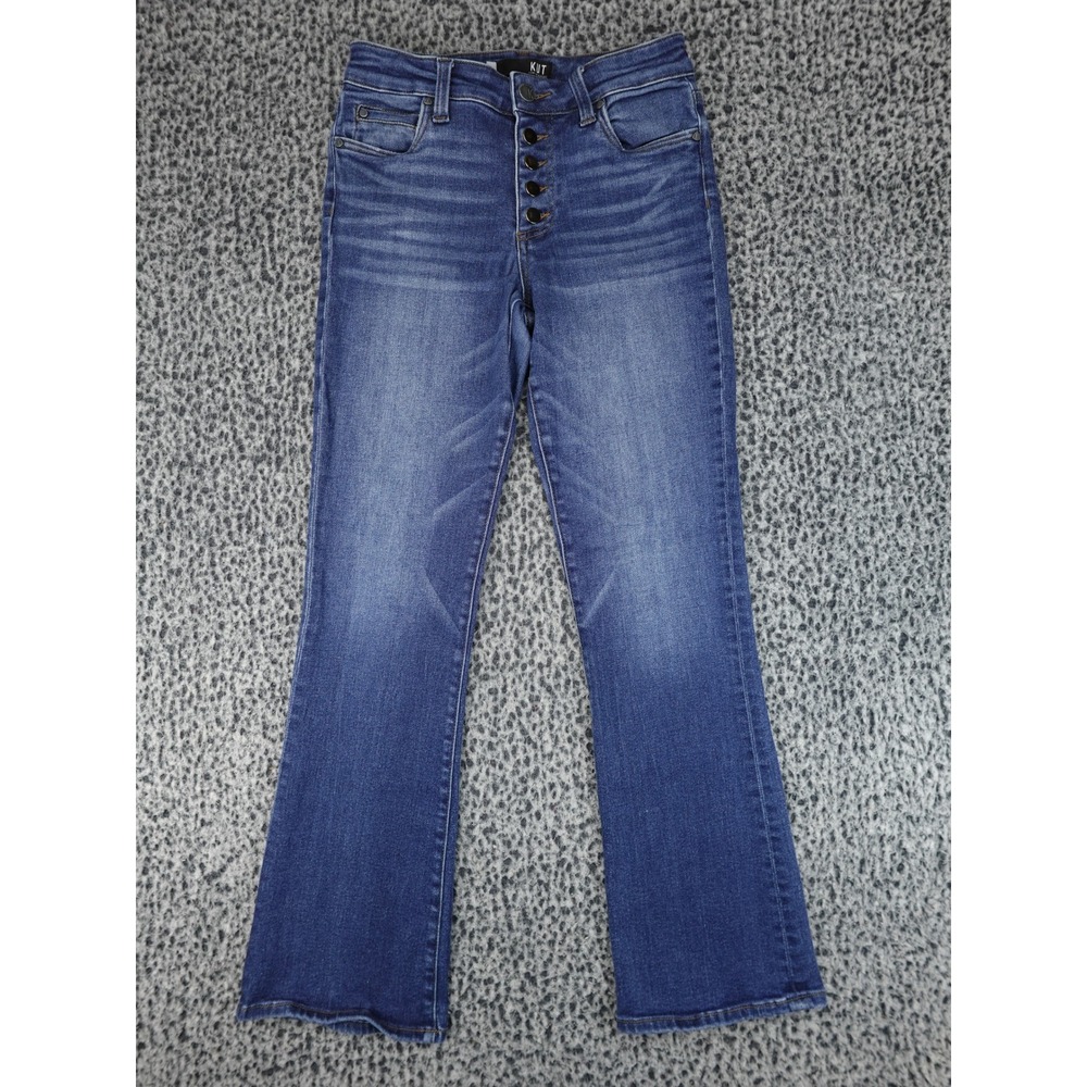 KUT from the Kloth Flare Jeans Womens 4 Blue Button Fly Whiskered